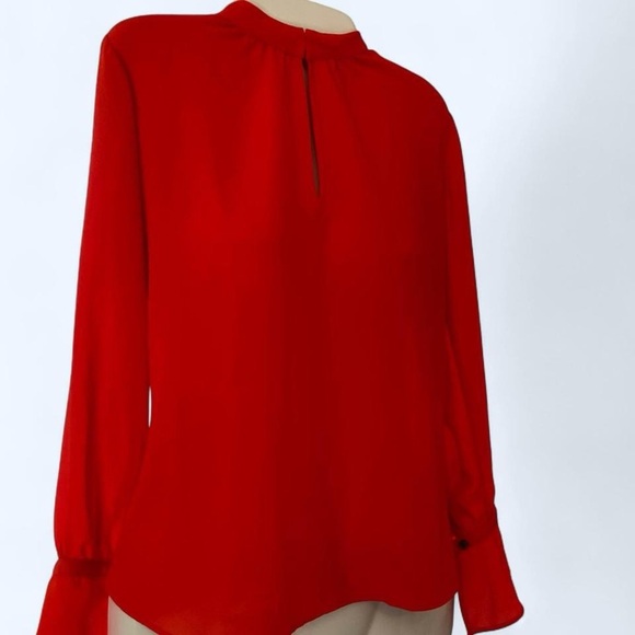 Ann Taylor Tops - Ann Taylor Elegant Red Women's Blouse with Slit and High Neck XSP